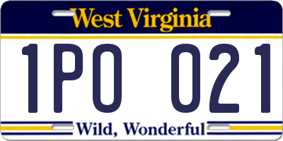 WV license plate 1PO021