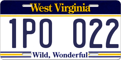 WV license plate 1PO022