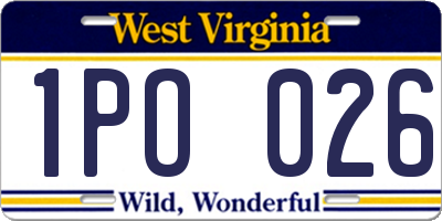 WV license plate 1PO026