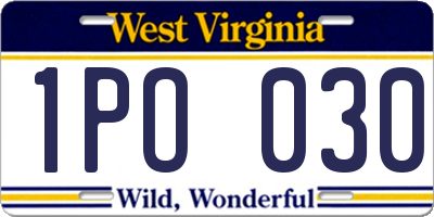 WV license plate 1PO030