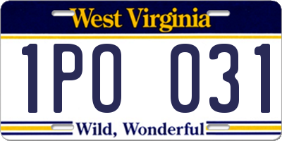 WV license plate 1PO031
