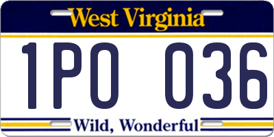 WV license plate 1PO036