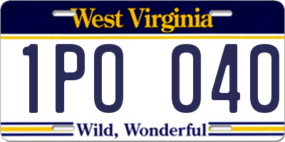WV license plate 1PO040