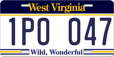 WV license plate 1PO047