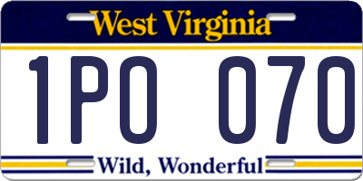 WV license plate 1PO070