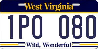 WV license plate 1PO080