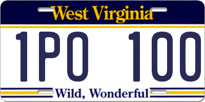 WV license plate 1PO100