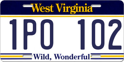 WV license plate 1PO102