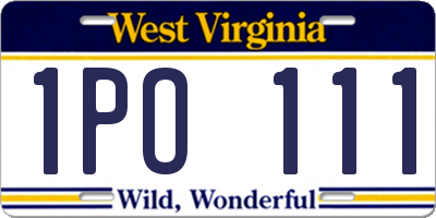 WV license plate 1PO111