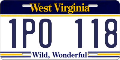 WV license plate 1PO118