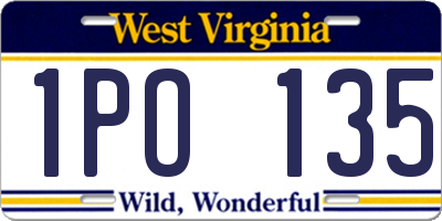 WV license plate 1PO135