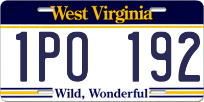 WV license plate 1PO192