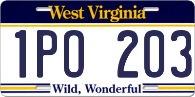 WV license plate 1PO203