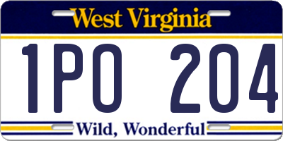 WV license plate 1PO204