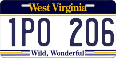 WV license plate 1PO206