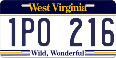WV license plate 1PO216