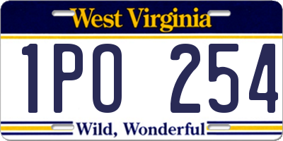 WV license plate 1PO254