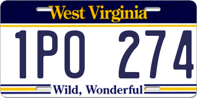 WV license plate 1PO274