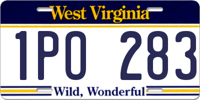 WV license plate 1PO283