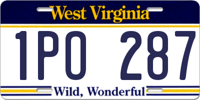 WV license plate 1PO287