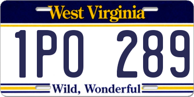 WV license plate 1PO289