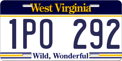 WV license plate 1PO292