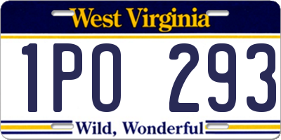 WV license plate 1PO293