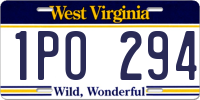 WV license plate 1PO294