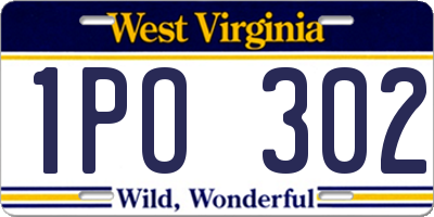 WV license plate 1PO302