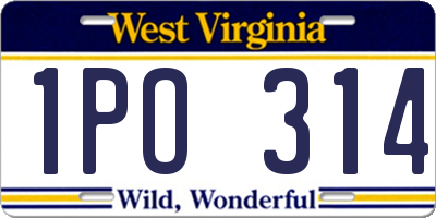 WV license plate 1PO314