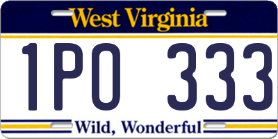 WV license plate 1PO333