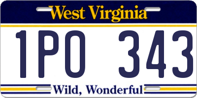 WV license plate 1PO343