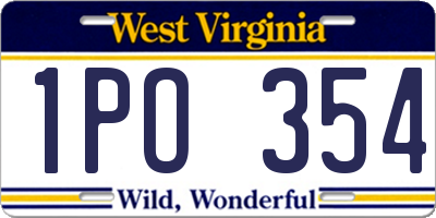 WV license plate 1PO354