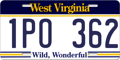 WV license plate 1PO362