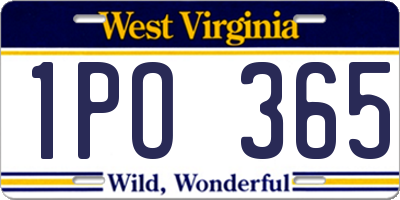 WV license plate 1PO365