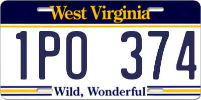 WV license plate 1PO374