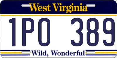 WV license plate 1PO389