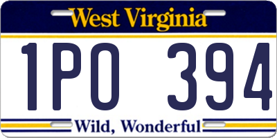 WV license plate 1PO394