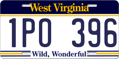 WV license plate 1PO396