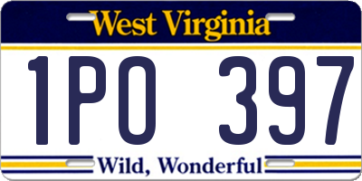 WV license plate 1PO397