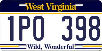 WV license plate 1PO398