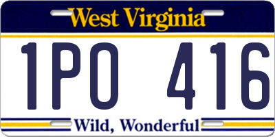 WV license plate 1PO416