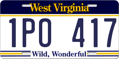 WV license plate 1PO417