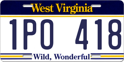 WV license plate 1PO418