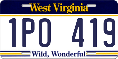 WV license plate 1PO419
