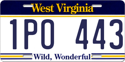 WV license plate 1PO443