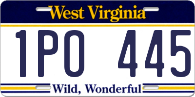 WV license plate 1PO445