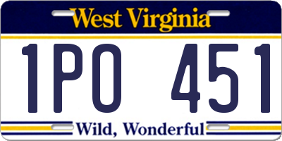 WV license plate 1PO451