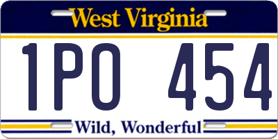 WV license plate 1PO454