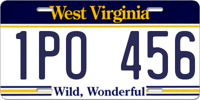 WV license plate 1PO456